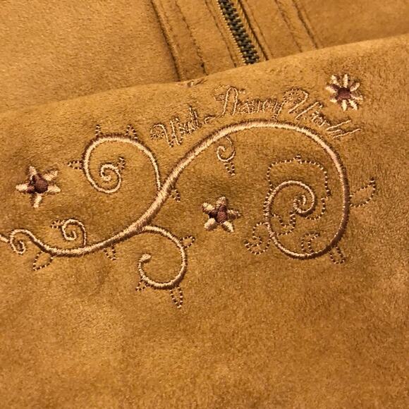 Disney Parks Light brown Faux Suede Embroidered Jacket Sherpa Size Large - Picture 8 of 14